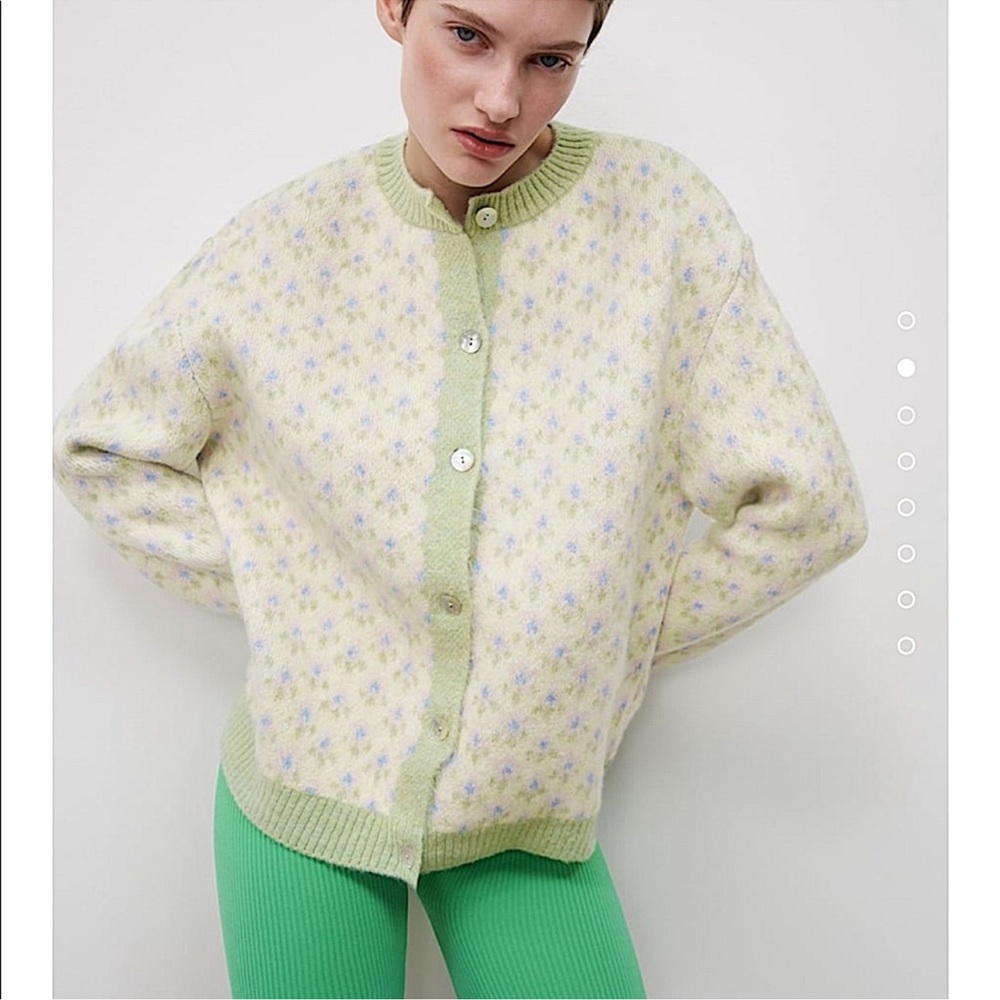 ZARA FLORAL JACQUARD KNIT CARDIGAN